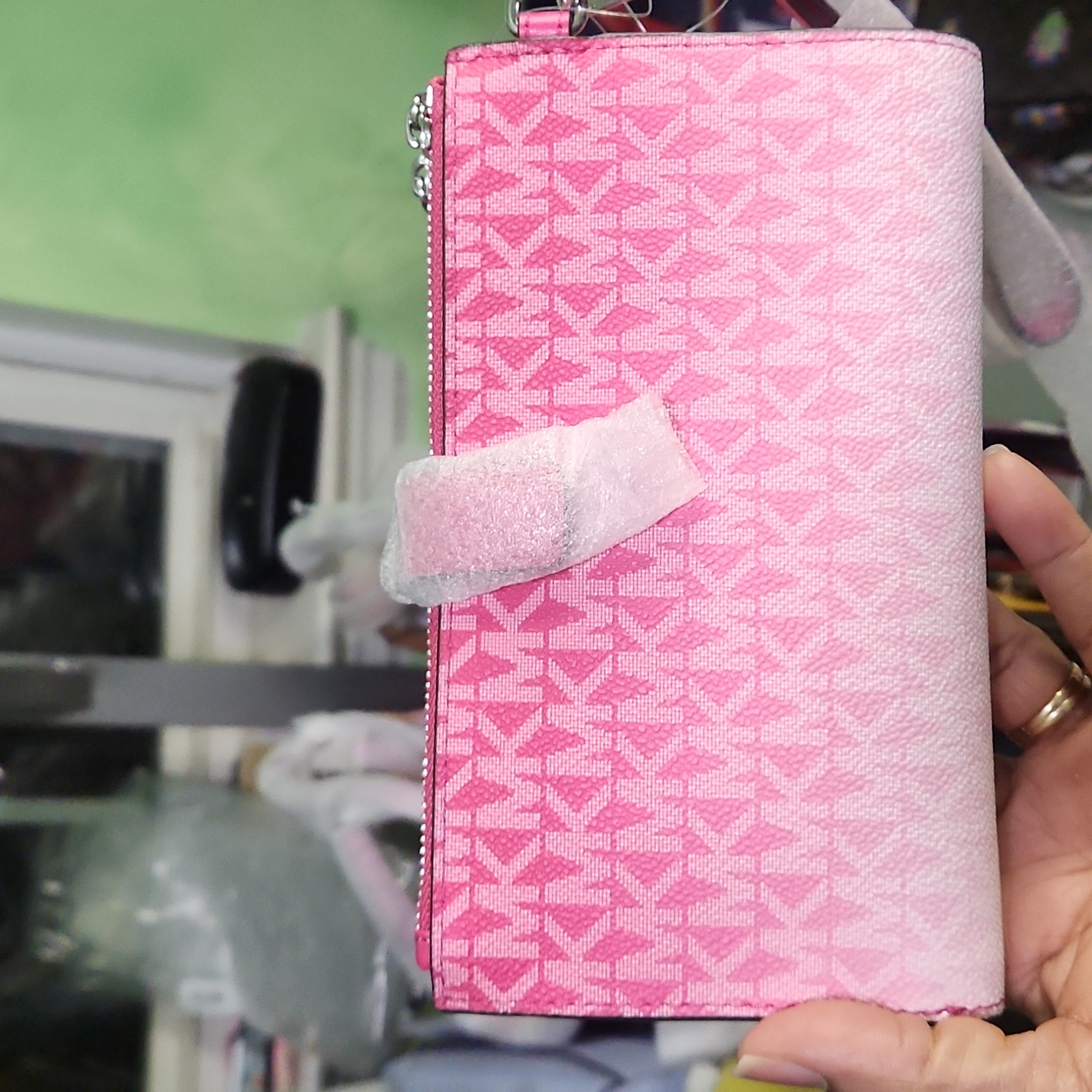 Michael Kors Pink Logo Ombre Zip Wallet